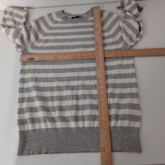 Banana Republic Stripe Sweater Womens Size Medium Gray Cotton Cashmere Pullover - Picture 7 of 9